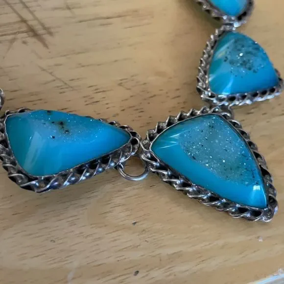 💰Artisan made SS 925 Druzy necklace twisted bezel